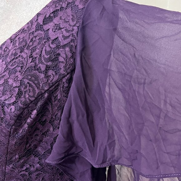 NWT Ever Pretty Women's Plus Size 3XL Purple Lace Chiffon Flutter Sleeve Evening - Picture 3 of 10